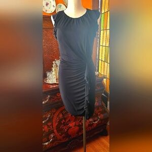 Moschino Cheap & Chic Black Ruched & Ruffled Dress.